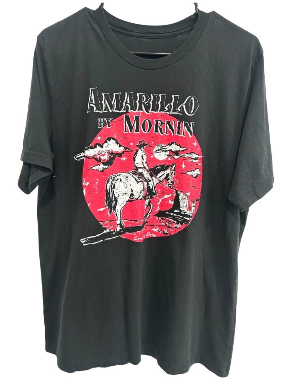 Country Deep Medium Mens Black Amarillo By Mornin Cowboy Graphic T-Shirt Western